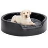 Canasta de perros de Vidaxl 69x59x19 cm peluche y cuero artificial negro y gris oscuro