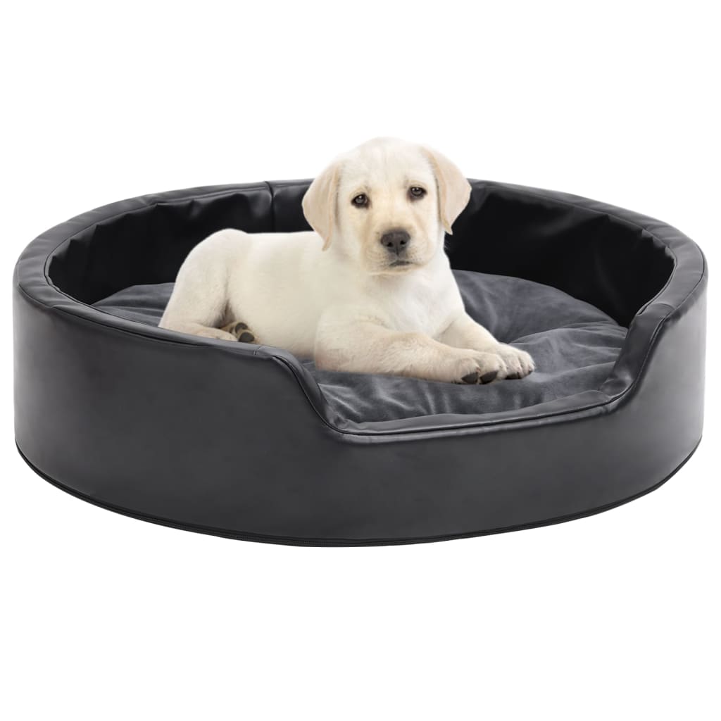 Canasta de perros de Vidaxl 69x59x19 cm peluche y cuero artificial negro y gris oscuro