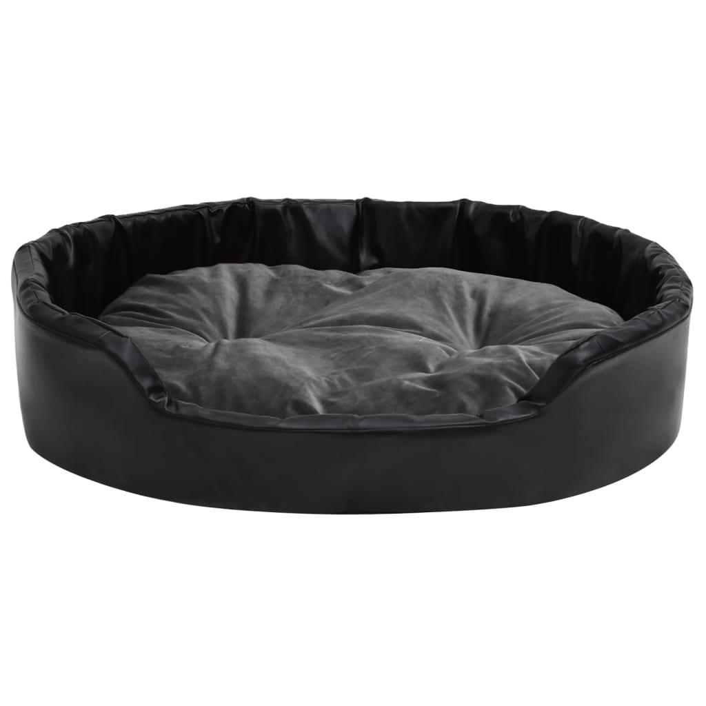 Vidaxl Dog Basket Dog 90x79x20 cm peluche e cuoio artificiale nero e grigio scuro