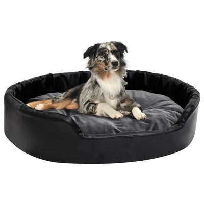 Canasta de perros de Vidaxl 90x79x20 cm peluche y cuero artificial negro y gris oscuro