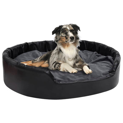 Canasta de perros de Vidaxl 99x89x21 cm peluche y cuero artificial negro y gris oscuro