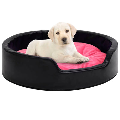 Canasta de perros de Vidaxl 99x89x21 cm peluche y cuero artificial negro y rosa
