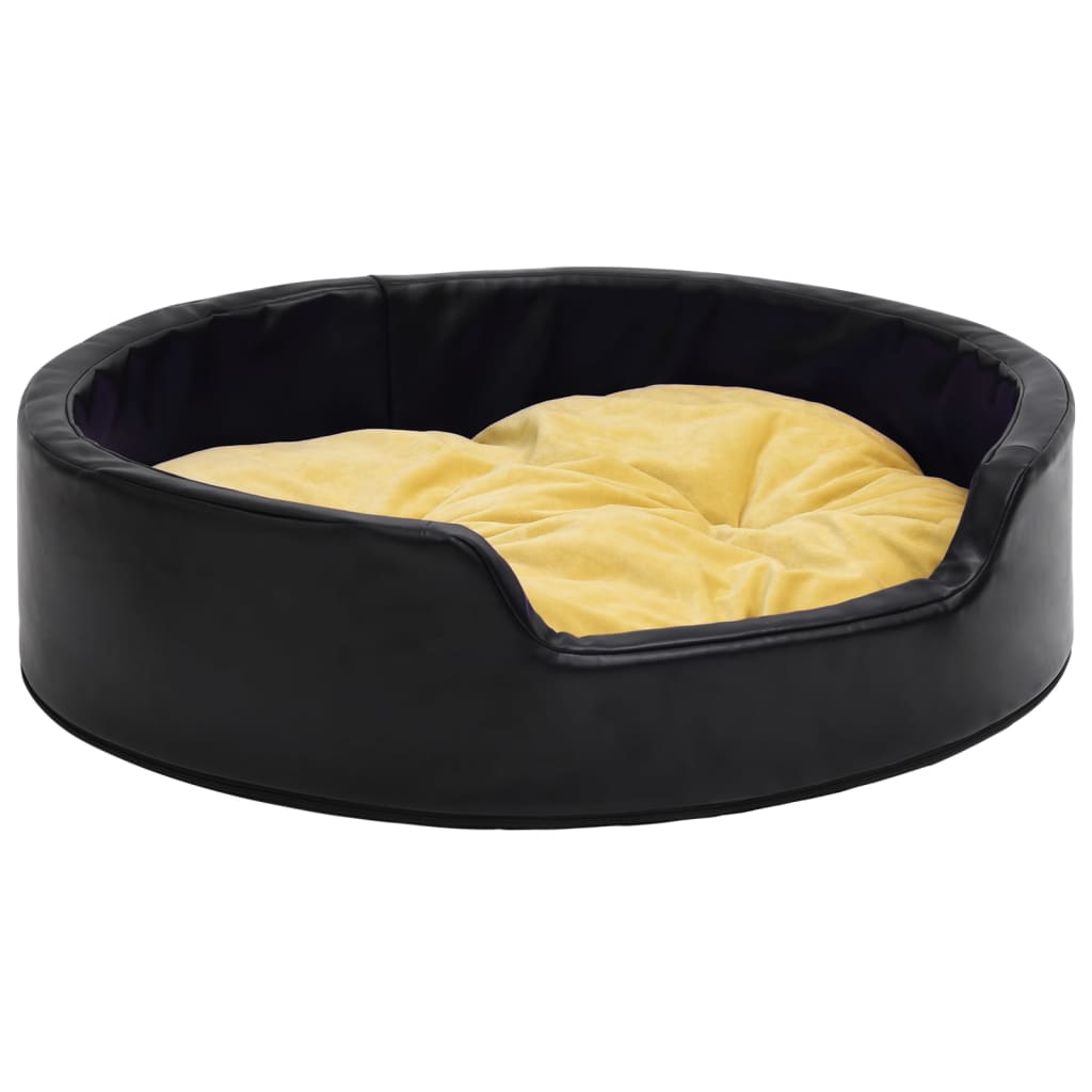Vidaxl Dog Basket 99x89x21 cm peluche e cuoio artificiale nero e giallo