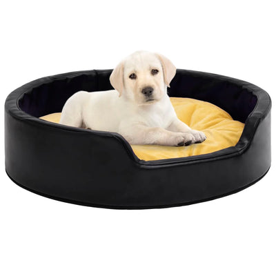 Canasta de perros de Vidaxl 99x89x21 cm peluche y cuero artificial negro y amarillo