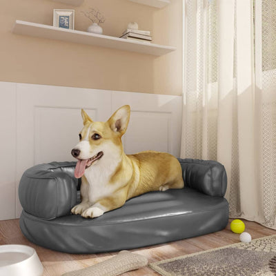 Canasta de perros Vidaxl con espuma ergonómica 60x42 cm de cuero artificial gris