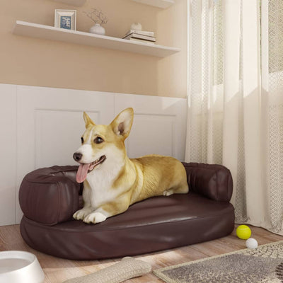 Canasta de perros Vidaxl con espuma ergonómica 60x42 cm de cuero artificial marrón