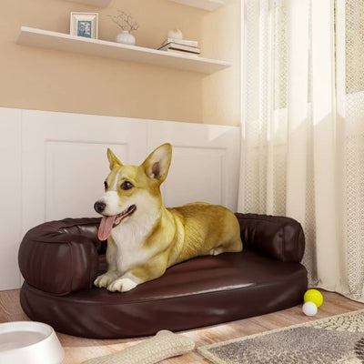 Canasta de perros Vidaxl con espuma ergonómica 75x53 cm de cuero artificial marrón