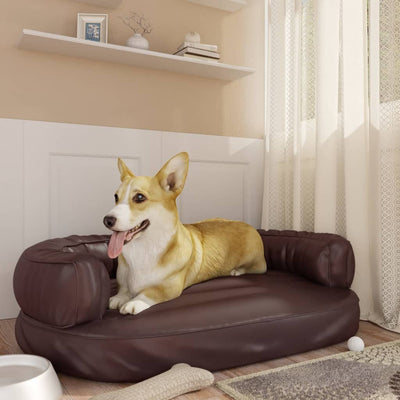 Canasta de perros Vidaxl con espuma ergonómica 88x65 cm de cuero artificial marrón