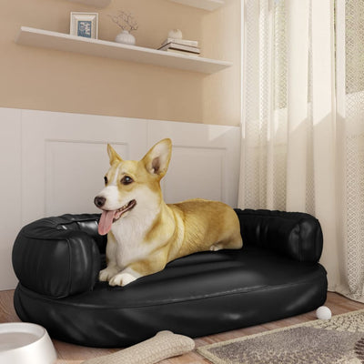 Canasta de perros Vidaxl con espuma ergonómica 88x65 cm de cuero artificial negro