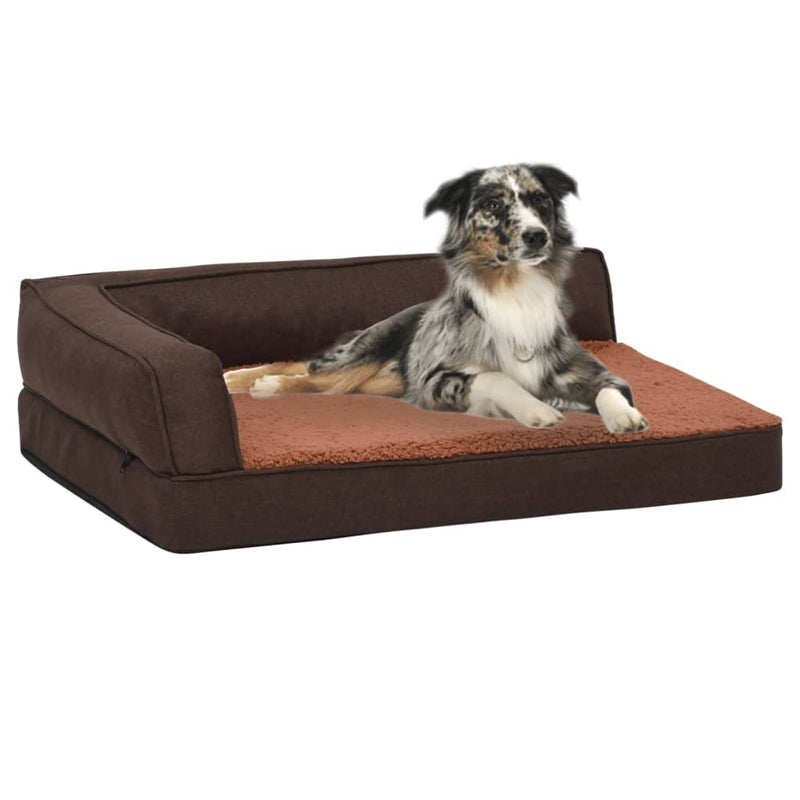 Vidaxl cama para perros lino ergonómico-aspecto 75x53 cm vellón marrón