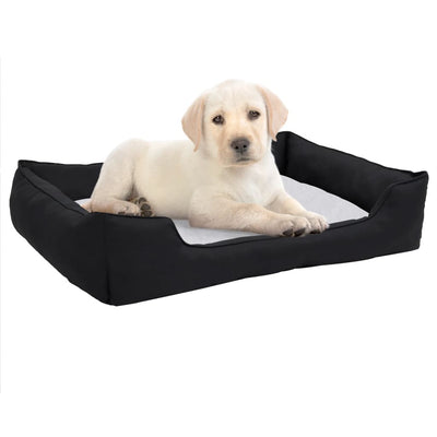 Vidaxl Dog Basket Linen Look 85.5x70x23 cm Pleece in bianco e nero