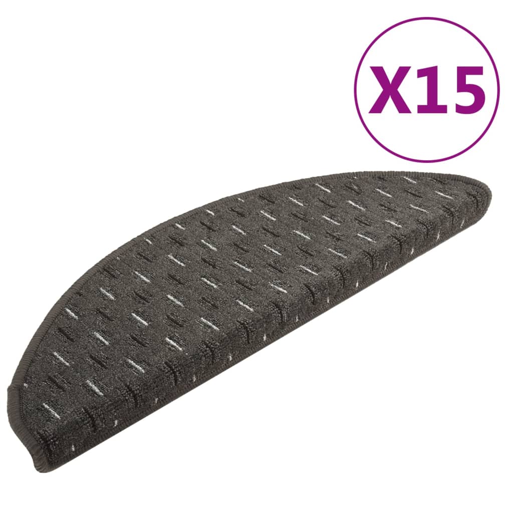 Esteras de escalera de Vidaxl 15 st 56x17x3 cm antracita