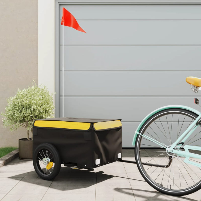 Vidaxl Bicycle Trailer 30 kg di ferro nero e giallo