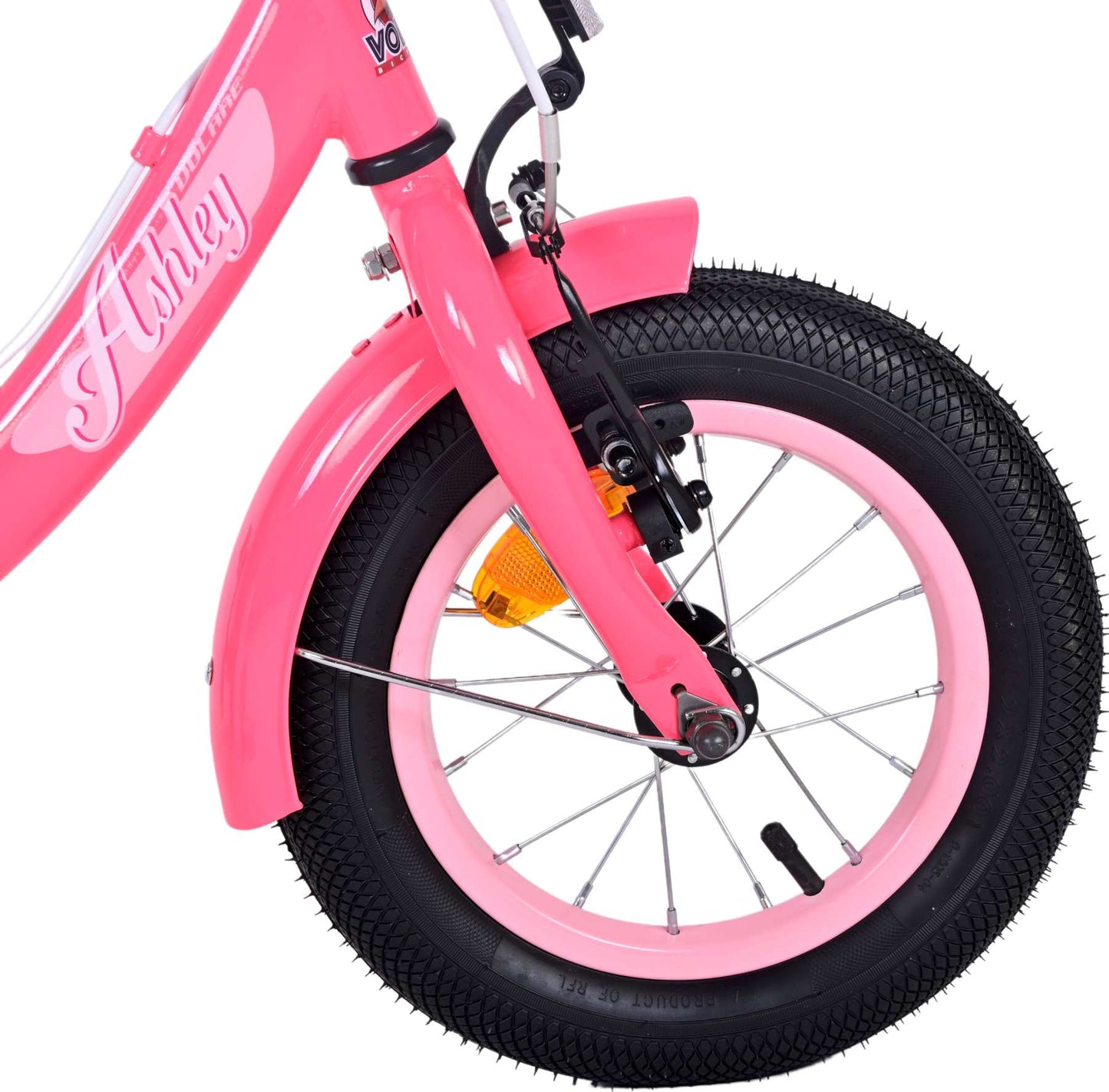 Bicycle per bambini di Vlatare Ashley - Girls - 12 pollici - Rosso rosa - Freni a due mani