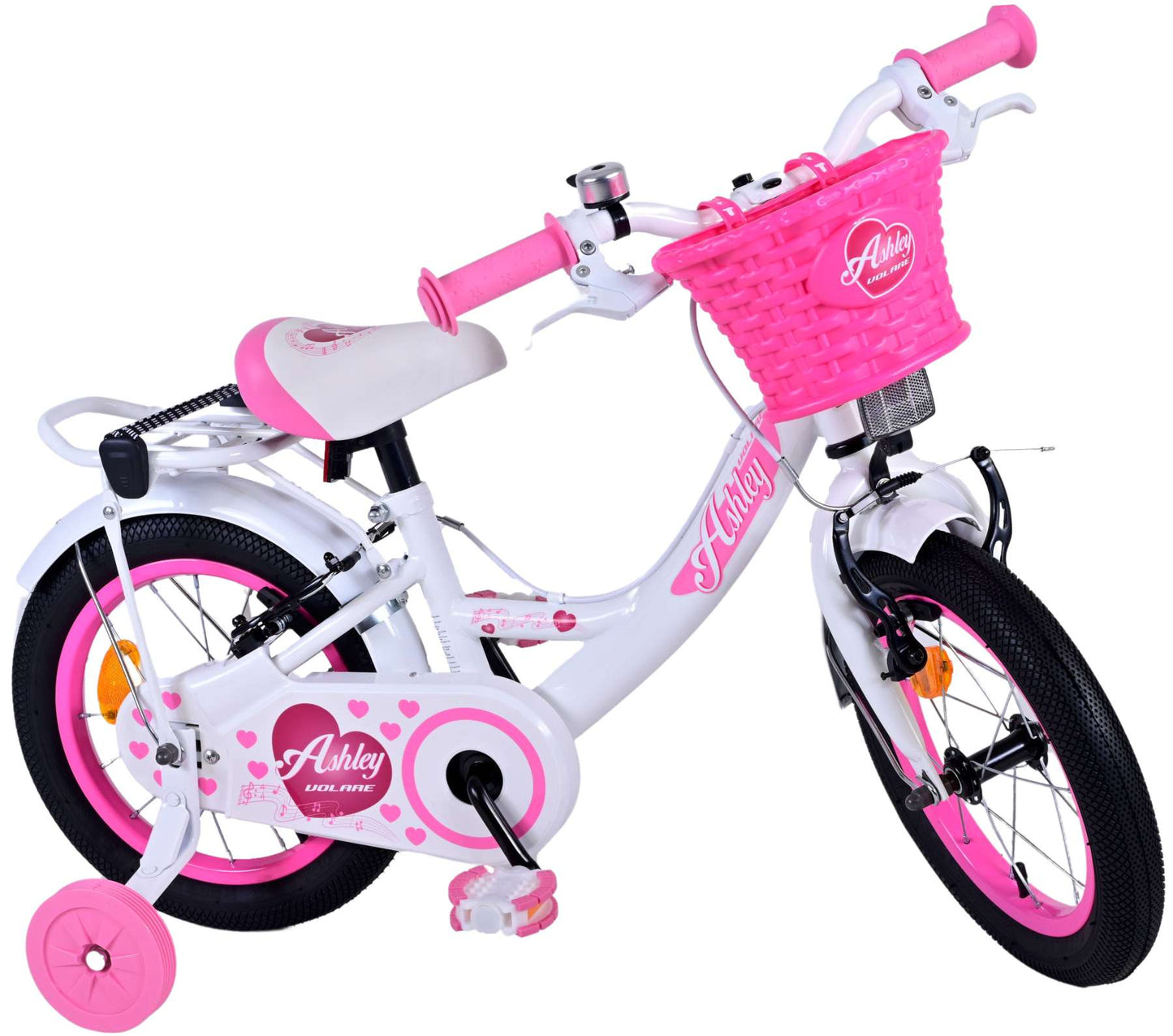 Bicycle per bambini di Vlatare Ashley - Girls - 14 pollici - Bianco - Freni a due mani