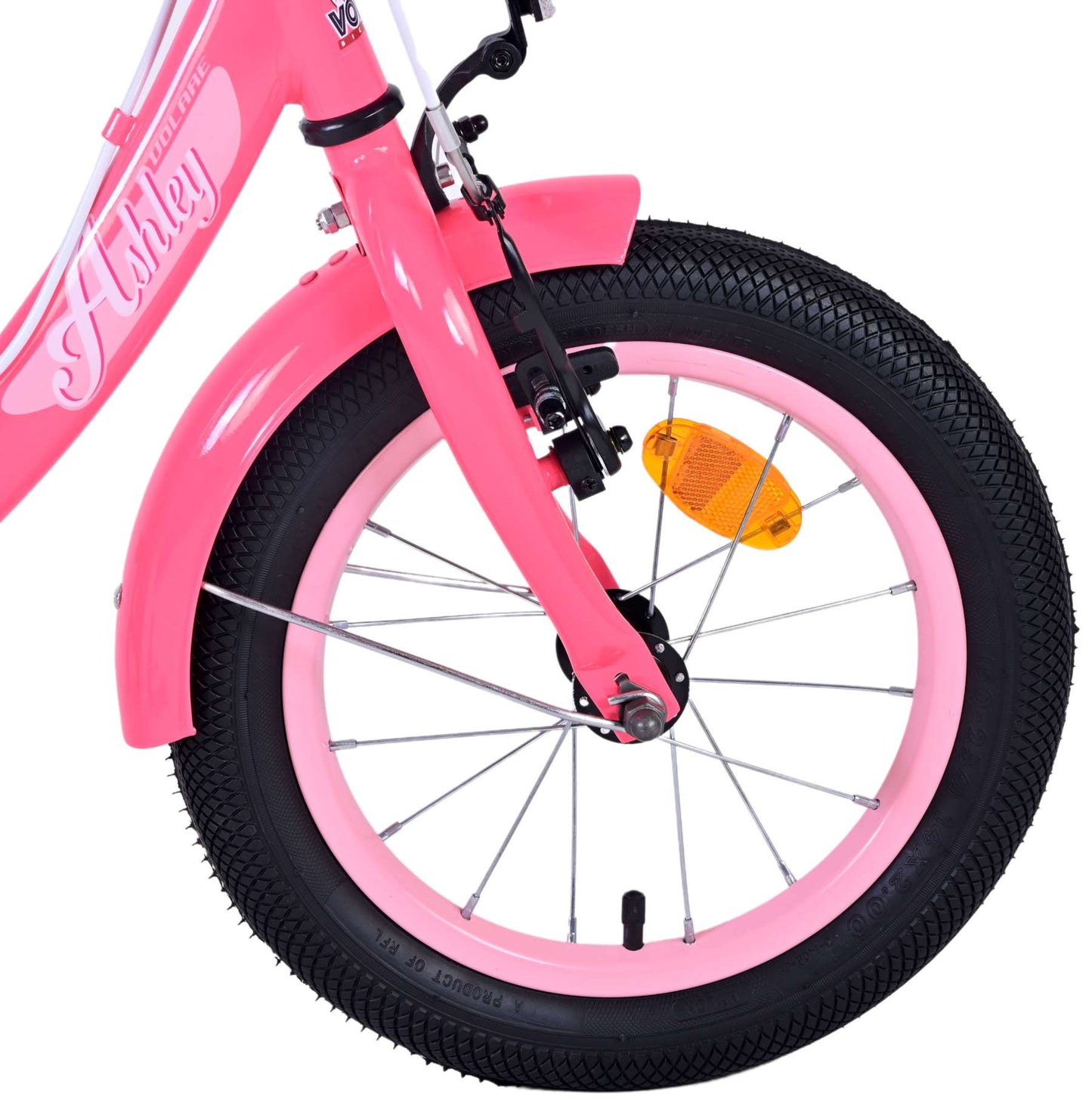 Bicycle per bambini di Vlatare Ashley - Girls - 14 pollici - Rosso rosa - Freni a due mani