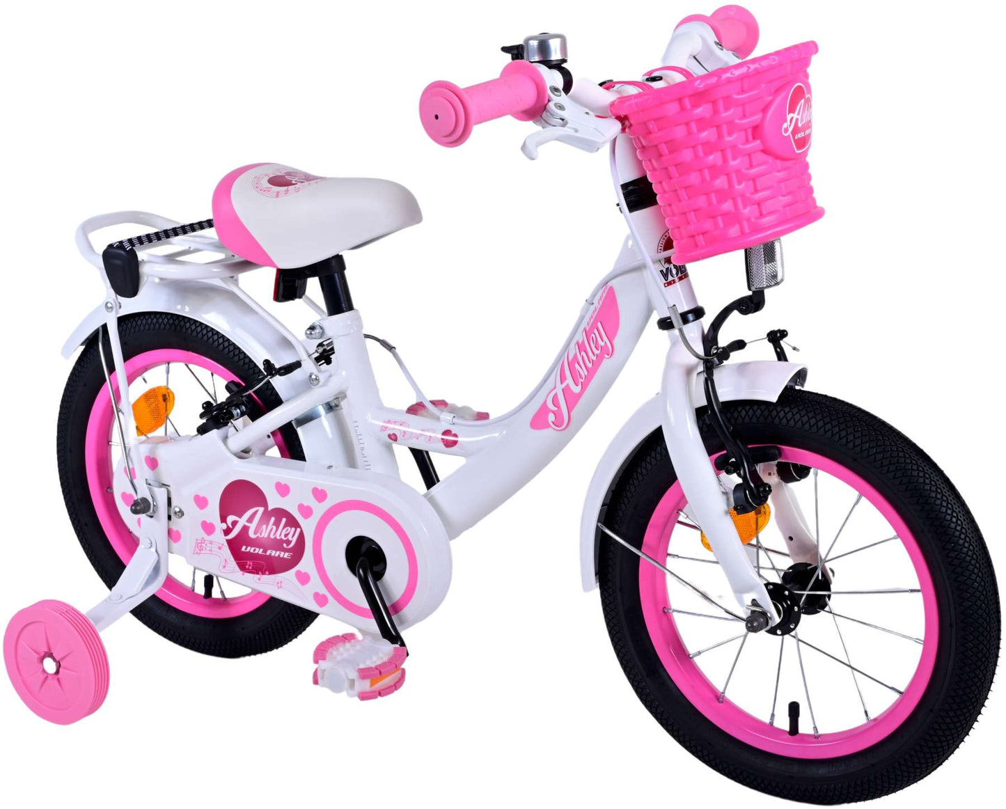 Bicycle per bambini di Vlatare Ashley - Girls - 14 pollici - Bianco - Freni a due mani