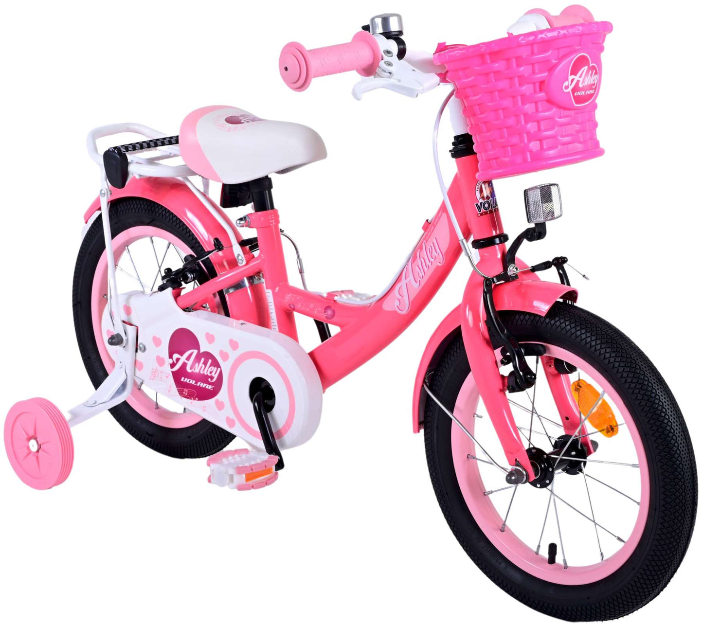 Bicicleta para niños de Vinare Ashley - Niñas - 14 pulgadas - Rojo rosa - Dos frenos de mano