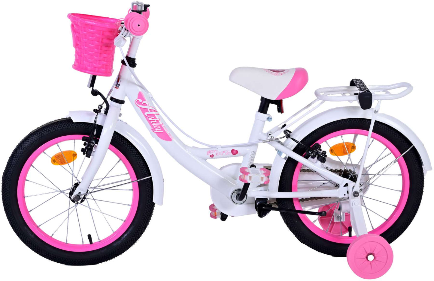 Volare Ashley Bicycle para niños - Niñas - 16 pulgadas - Blanco - Dos frenos de mano