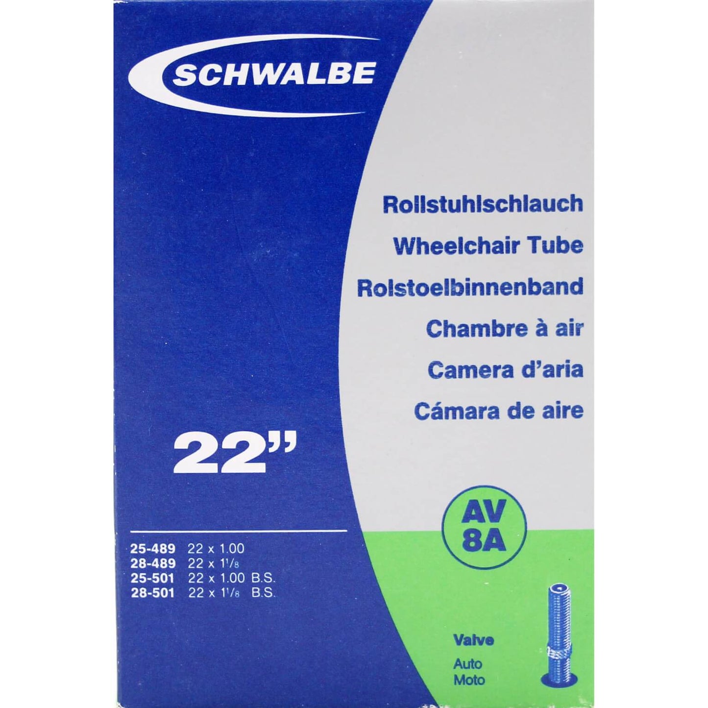 Schwalbe Tubo interno AV8A 22 pulgadas 25 28-489 501 AV 40 mm