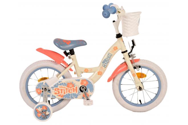 Bicycle per bambini Disney Stitch - Girls - 14 pollici - Cream Coral Blue
