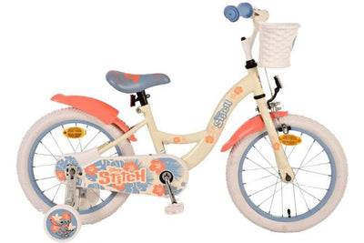 Bicicleta para niños de Disney Stitch - Niñas - 16 pulgadas - Crema Coral Azul