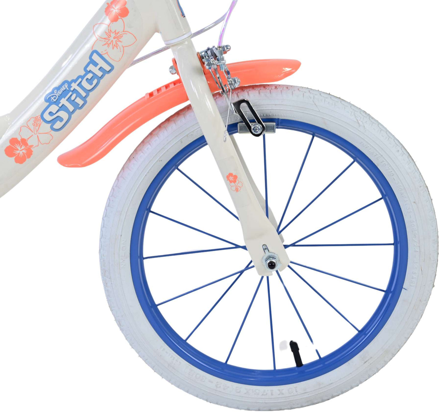 Stitch Stitch Kinderfiets Meisjes 16 inch Creme Koraal Blauw Twee handremmen