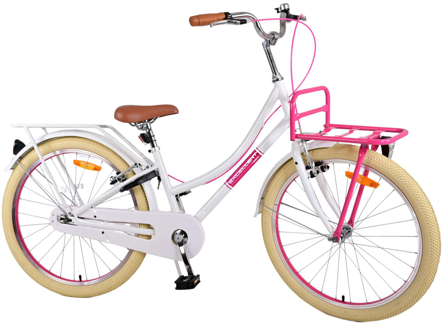 Volare Excellent Kinderfiets - Meisjes - 24 inch - Wit - Twee handremmen