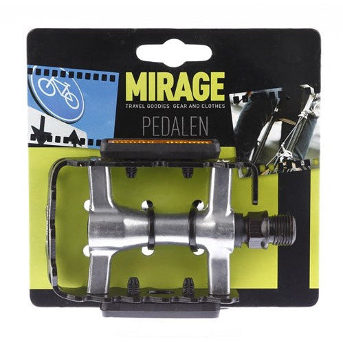 Mirage atb pedalen alu zilver+reflector blister 1500969