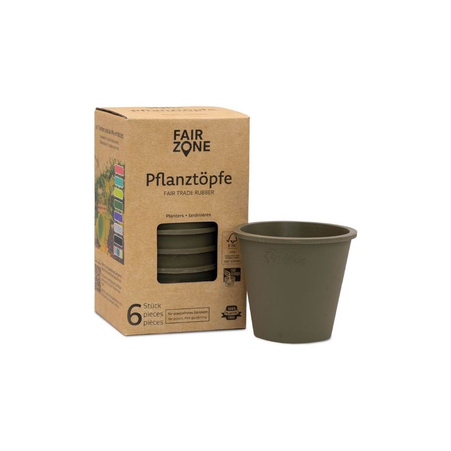 Fairzone Plant Pot de goma Oliva 6 piezas