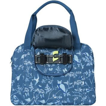 Basil Wanderlust Carry All Bag - Bolso de bicicleta azul con estampado de pájaros - Repelente de agua - 18L