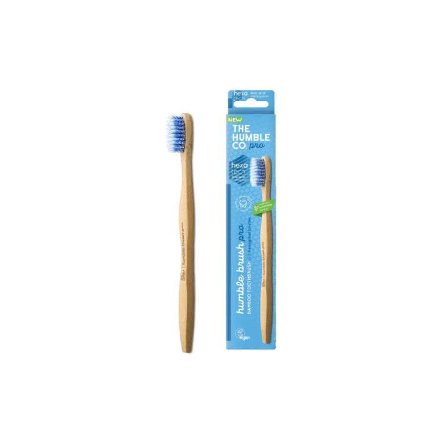 The Humble Co. Cepillo de dientes bambú pro hexatech espiral suave azul
