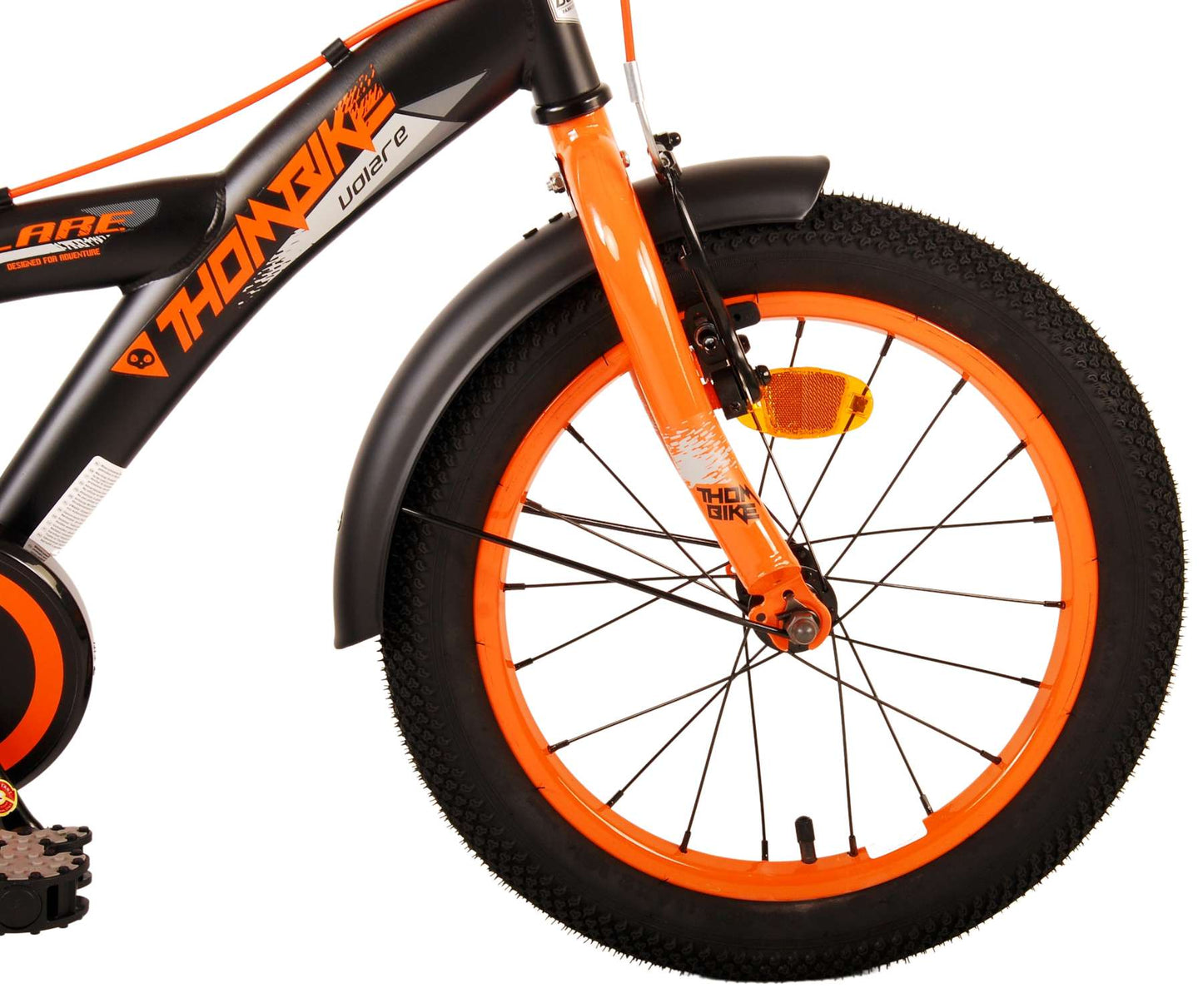 Bicicleta para niños Volare Thombike - Niños - 16 pulgadas - Naranja negra - Dos frenos de mano