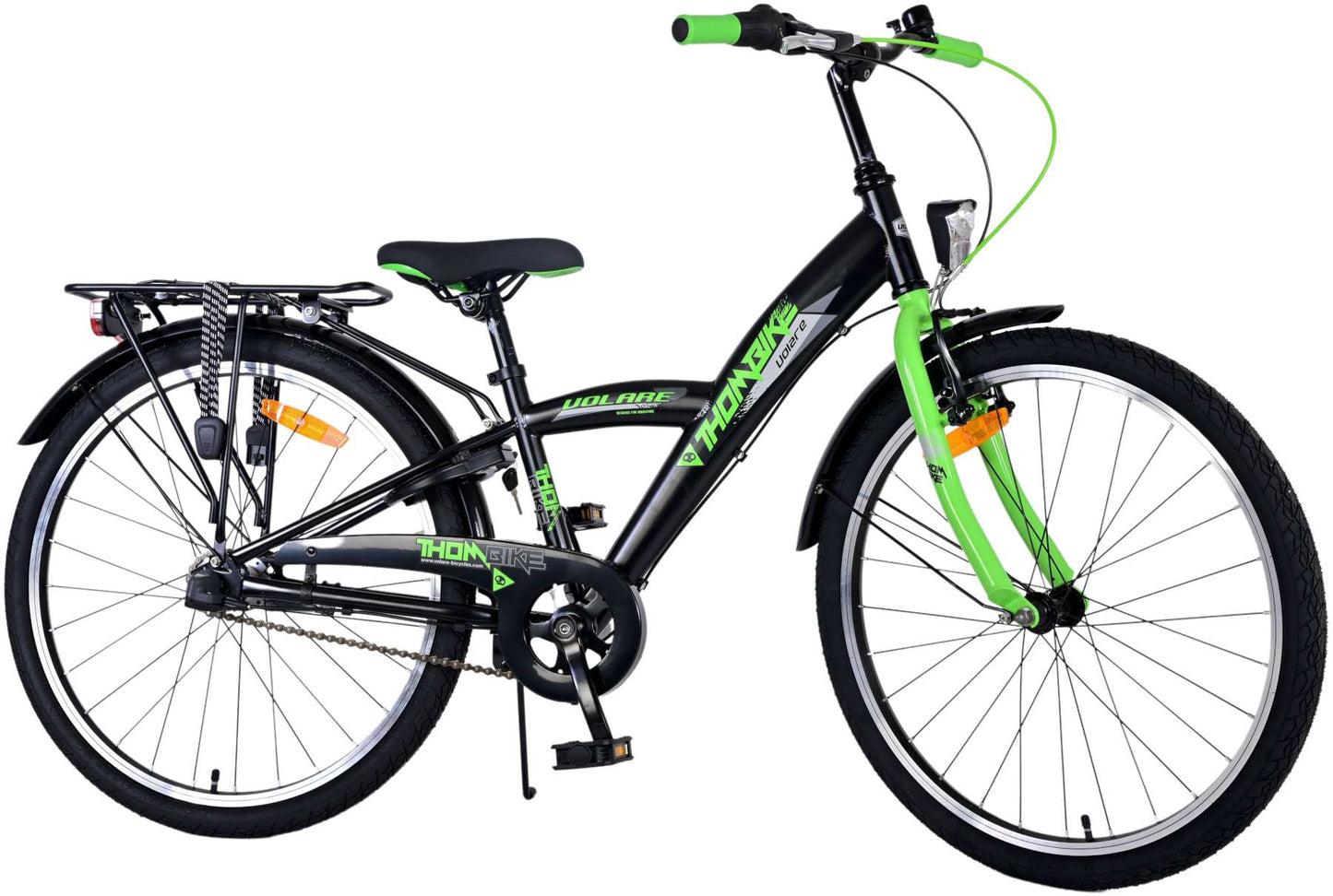 Bicicleta para niños Volare Thombike - Niños - 24 pulgadas - Negro verde - 3 engranajes