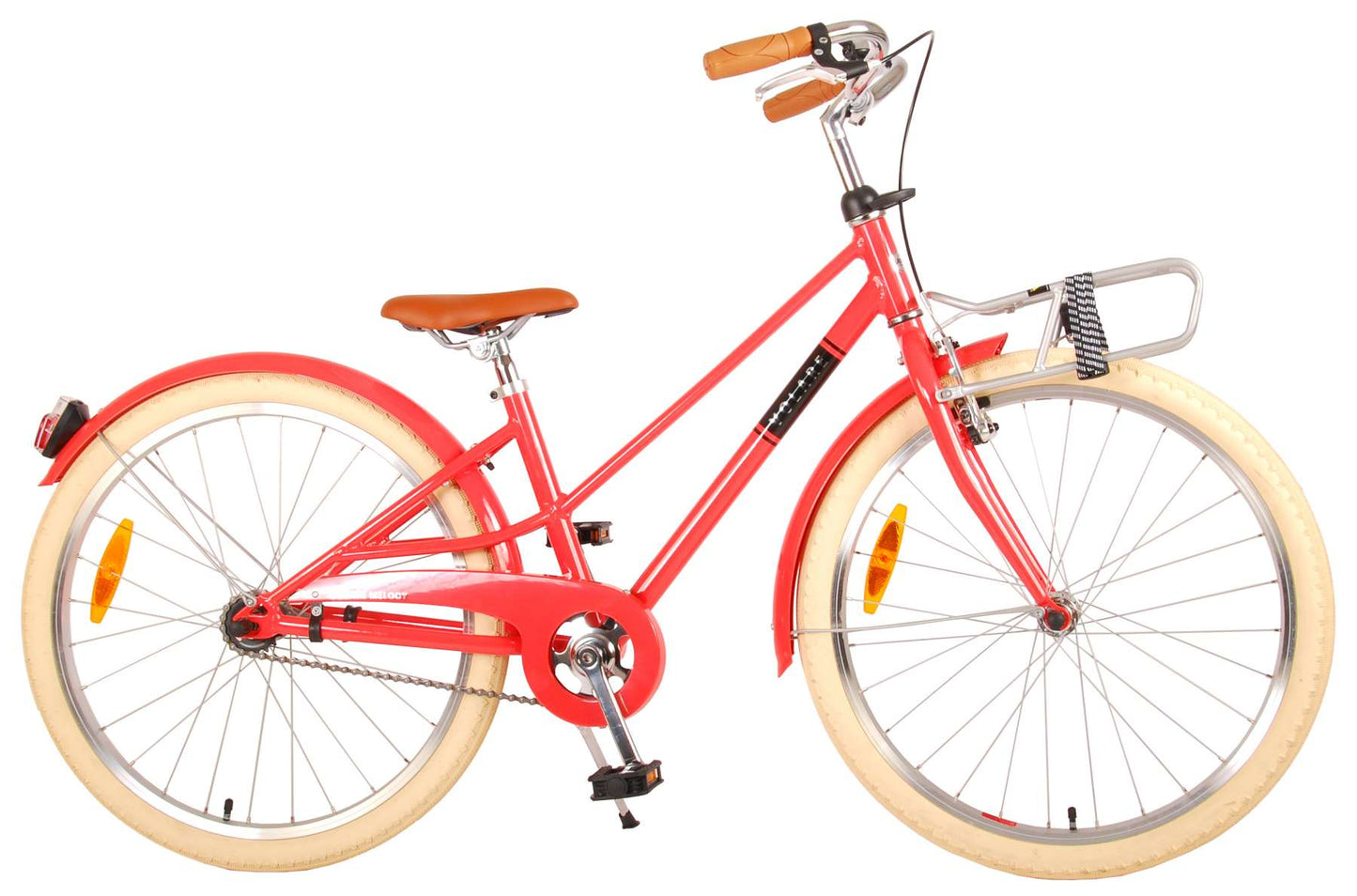 Volare Melody Bicycle para niños - Girls - 24 pulgadas - Coral Red - Colección Prime