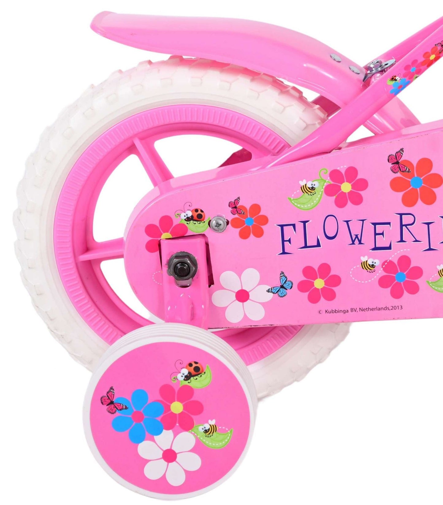 Volare Flowerie Kinderfiets - Meisjes - 10 inch - Roze Wit - Doortrapper