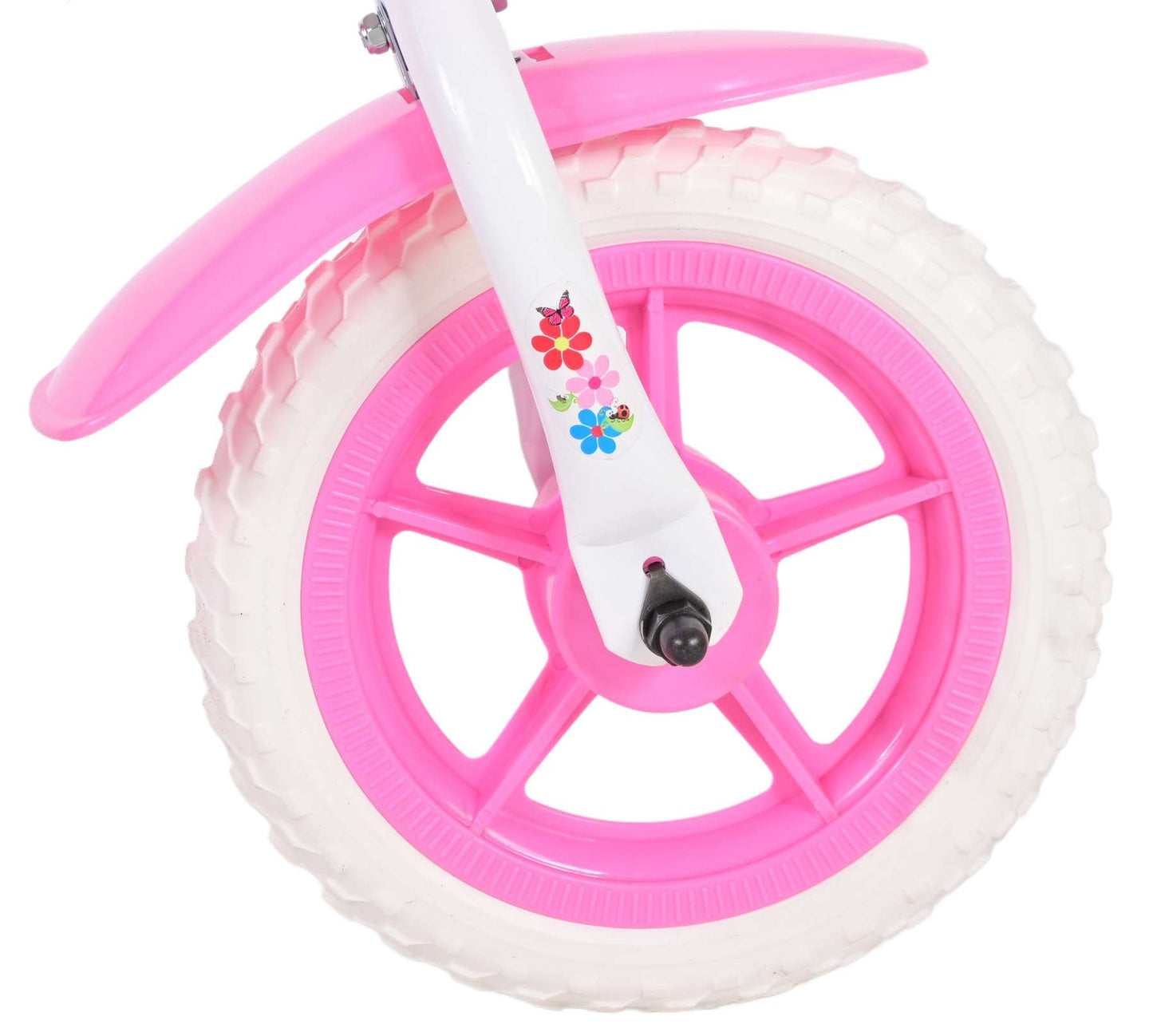 Volare Flowerie Kinderfiets - Meisjes - 10 inch - Roze Wit - Doortrapper