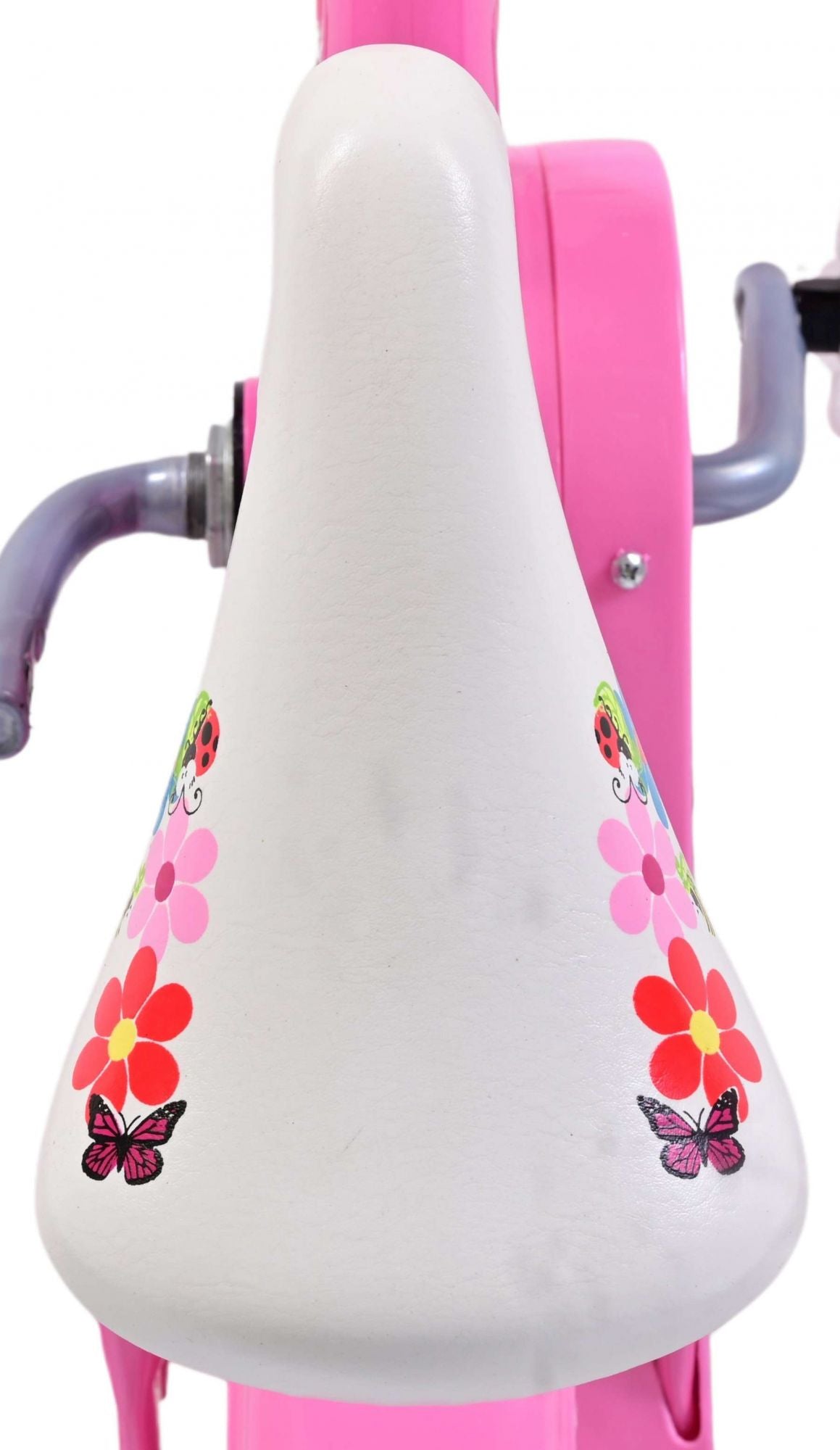 Volare Flowerie Kinderfiets - Meisjes - 10 inch - Roze Wit - Doortrapper