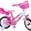 Biciclette per bambini adorabili Volare - Girls - 14 pollici - Bianco rosa - Freni a due mani