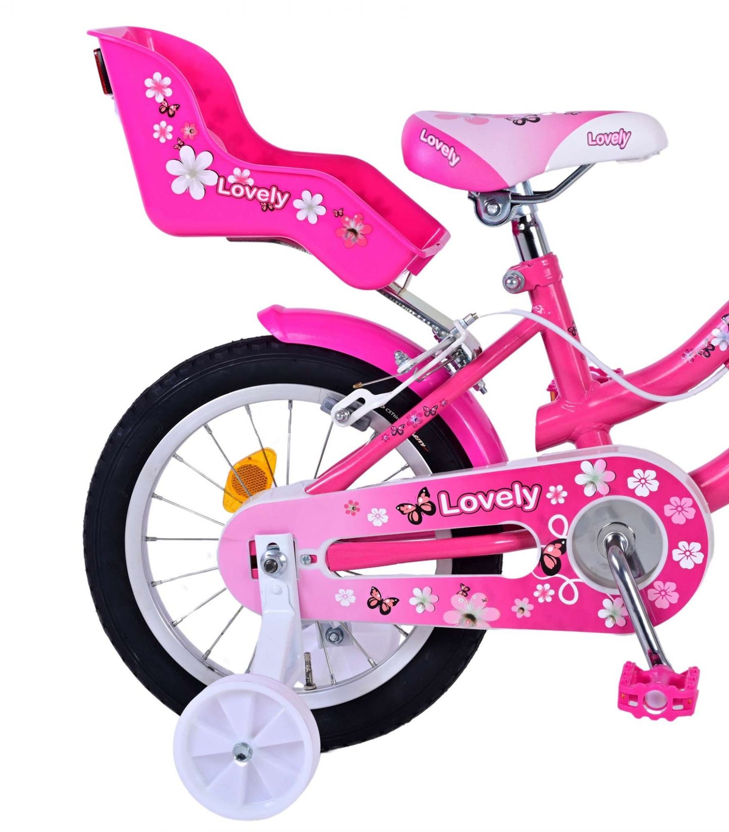 Volare Lovely Children's Bicycle - Girls - 14 pulgadas - Pink White - Dos frenos de mano