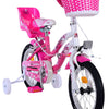 Biciclette per bambini adorabili Volare - Girls - 14 pollici - Bianco rosa - Freni a due mani