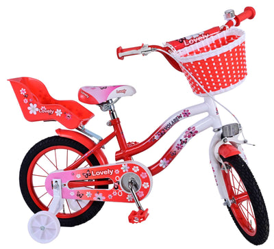 Volare Lovely Kinderfiets Meisjes 14 inch Rood Wit
