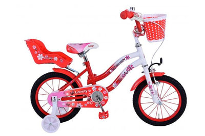 Volare Lovely Children's Bike Girls de 14 pulgadas Red Blanco