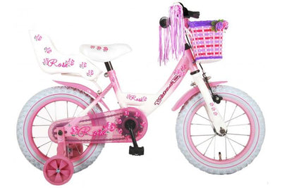 Bicicleta para niños Volare Rose - Niñas - 14 pulgadas - Blanco rosa - 95% ensamblado