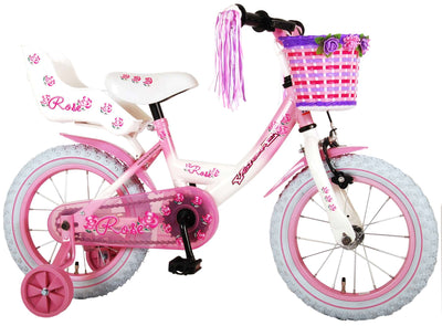Volare Rose Kinderfiets - Meisjes - 14 inch - Roze Wit - 95% afgemonteerd