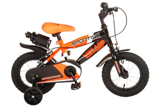 Bicicleta para niños Volare Sportivo - Niños - 12 pulgadas - Neon Oranje Negro - Dos frenos de mano - 95% ensamblados