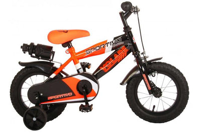 Bicicleta para niños Volare Sportivo - Niños - 12 pulgadas - Neon Oranje Black - 95% ensamblado