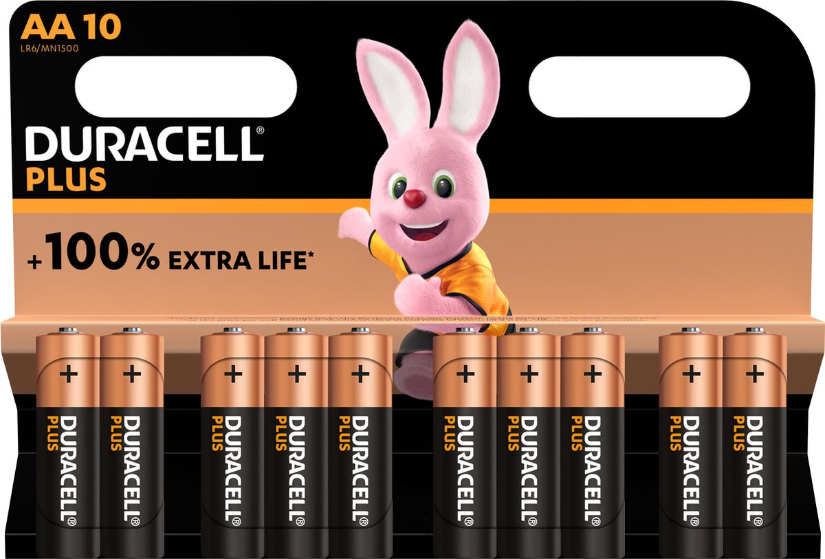 Duracell Plus Alkaline Penlite LR6 AA Pack 10 piezas