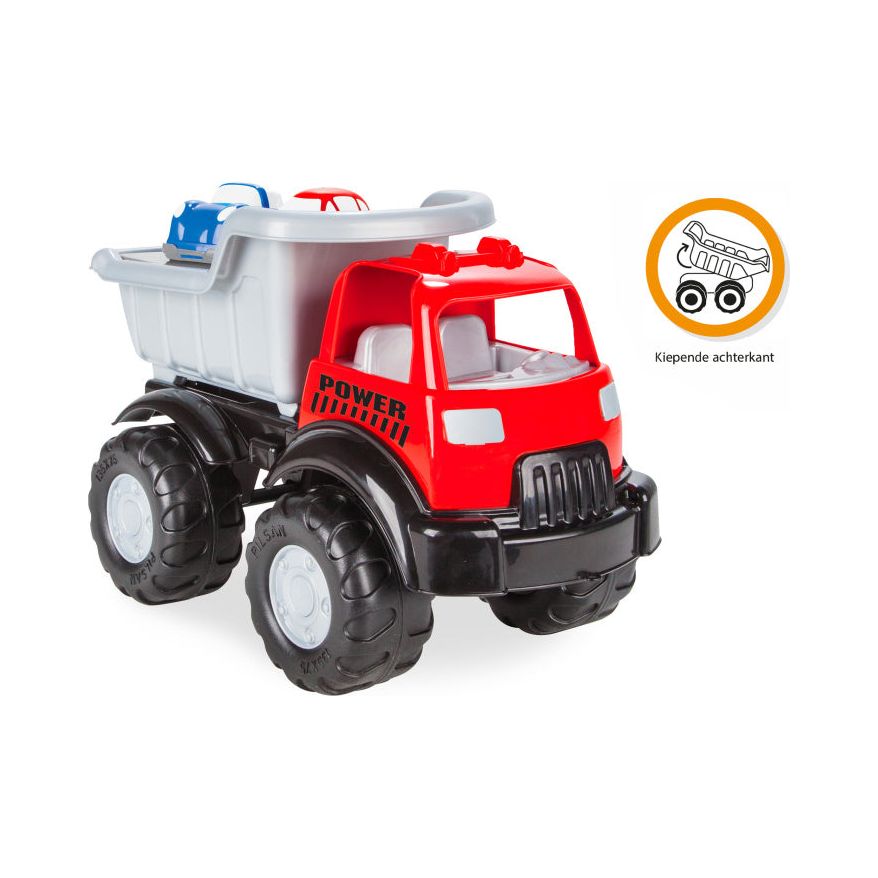 Pilsan Vrachtwagen met autootjes rood zilver 3-delig