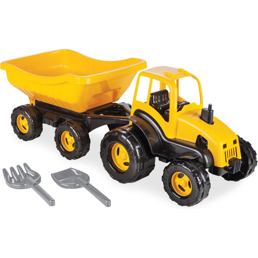 Tractor pilsan con remolque amarillo negro de 4 piezas